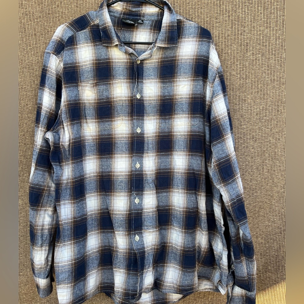 burnside Check Square Pocket Shirt in Navy Long Sleeve Flannel Shirt Charcoal
